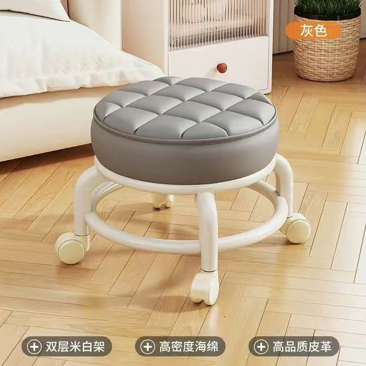 Soft Padded Rolling Stool – Multifunctional Swivel Shoe Changing Bench
