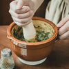 复古农家擂菜碗老式粗陶食物研磨器家用擂辣椒碗捣蒜碗陶瓷高脚碗