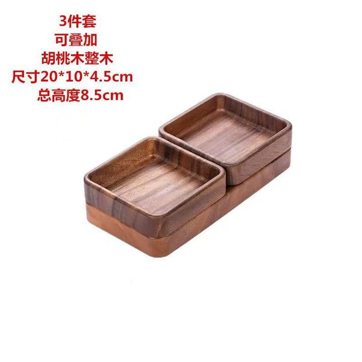 跨境定制胡桃木盘子木质托盘餐盘家用干果盘点心盘方形加厚可堆叠