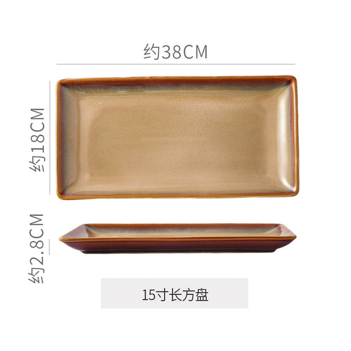 复古碗盘套装 异型大中小碗 日式窑变陶瓷餐具创意酒店牛排盘批发