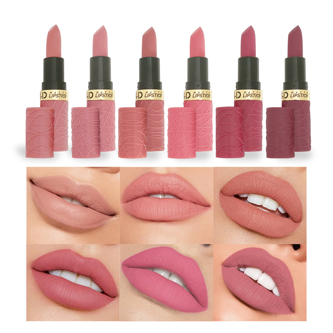 哑光口红6支装跨境12色豆沙色裸色丝滑Matte lipstick套装批发