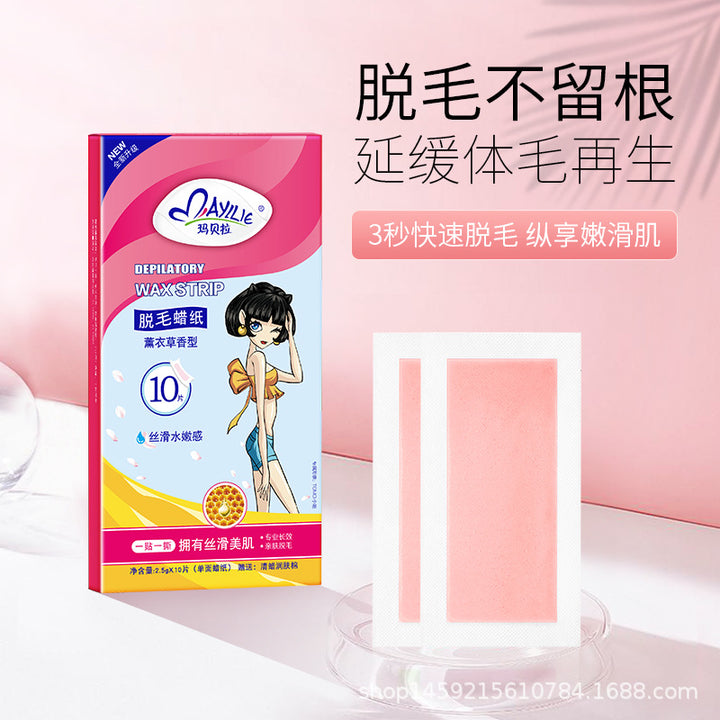 Mavela Pink Wax Hair Removal Strips 10 Pieces – Leg Underarm Peel-Off Wax Kit