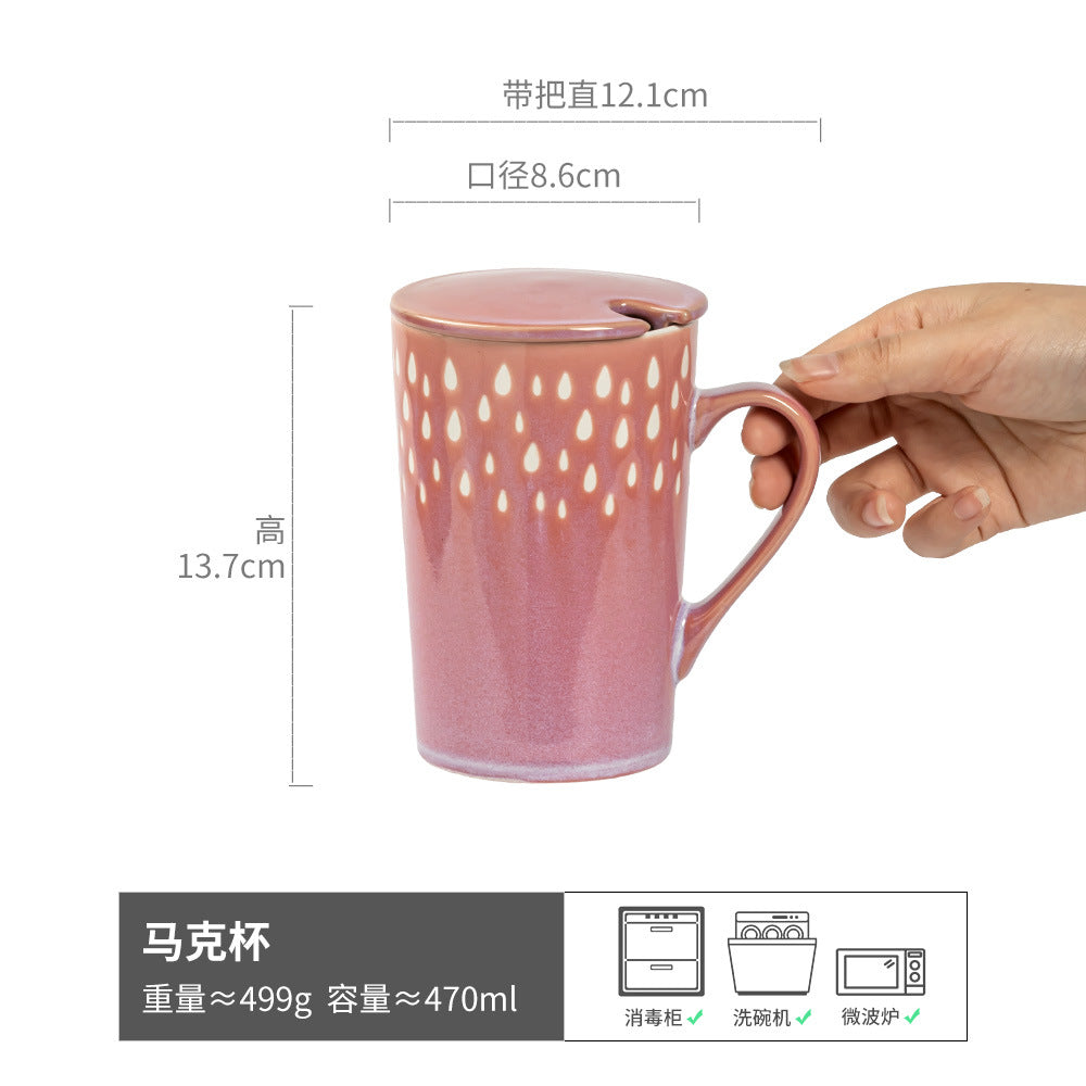 Cup With Lid Large Capacity Water Cup Mug Japanese Style Ceramic Premium Women