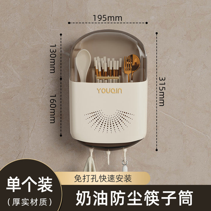 筷子收纳盒厨房餐具置物架高档新款壁挂式筷篓筷笼勺子沥水筷子筒