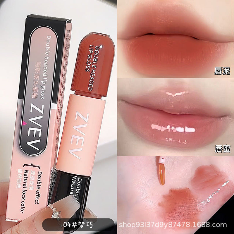 ZVEV明彩双头唇釉水光丝绒雾面显白口红滋润少女唇泥彩妆厂家批发