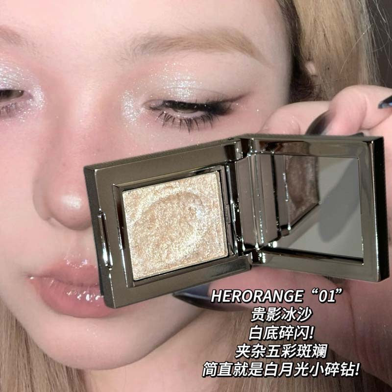 HERORANGE~轻奢贵影单颗眼影珠光爆闪变色龙碎钻提亮土豆泥眼影盘