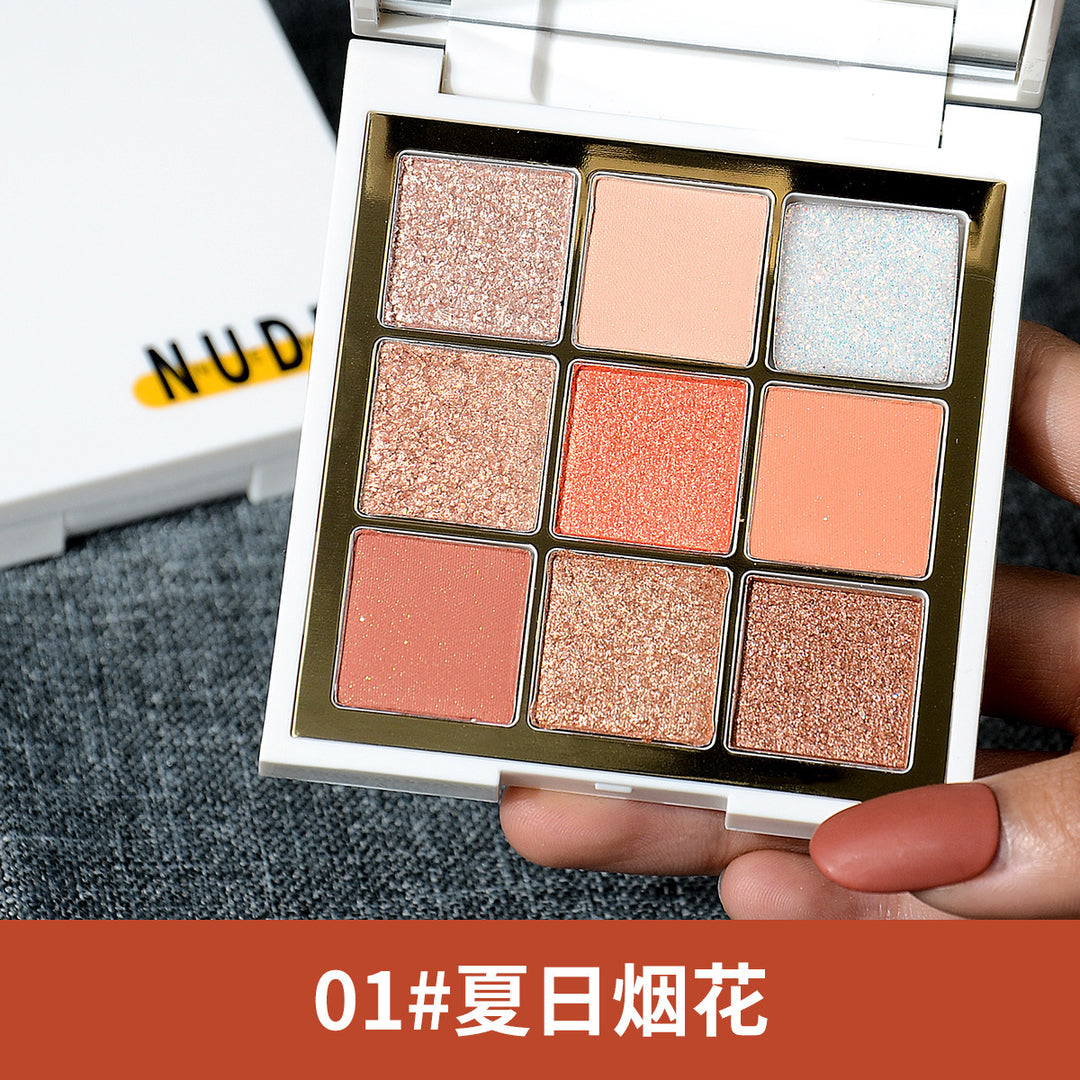 nnuedwe鹿德 九色眼影盘大地色珠光哑光平价小众品牌彩妆ins眼影