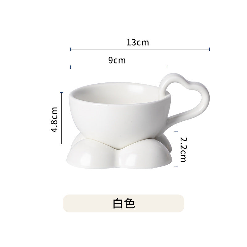 创意咖啡杯碟套装ins风 可爱杯子礼物陶瓷高颜值咖啡杯酸奶早餐杯
