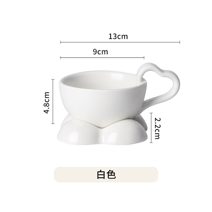 创意咖啡杯碟套装ins风 可爱杯子礼物陶瓷高颜值咖啡杯酸奶早餐杯