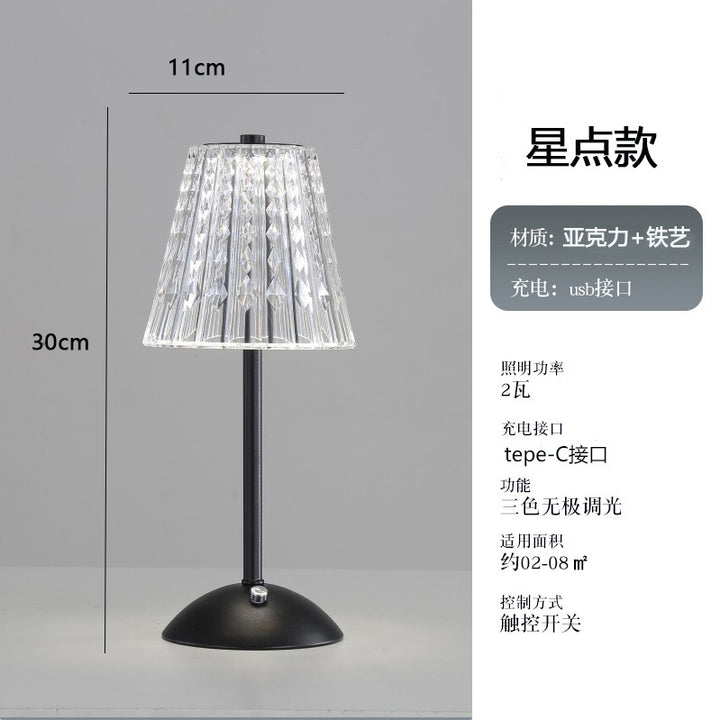 跨境专供触控三色调光复古仿古铜色充电小台灯北欧简约亚克力金色
