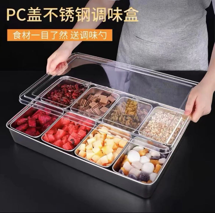 冰粉配料盒小料盒调料盒水果捞展示商用凉粉专用摆摊网红全套盒子