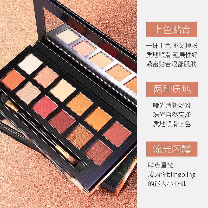 多色眼影形象美丛林十二色眼影盘色泽靓丽不易脱妆绚丽彩妆批发
