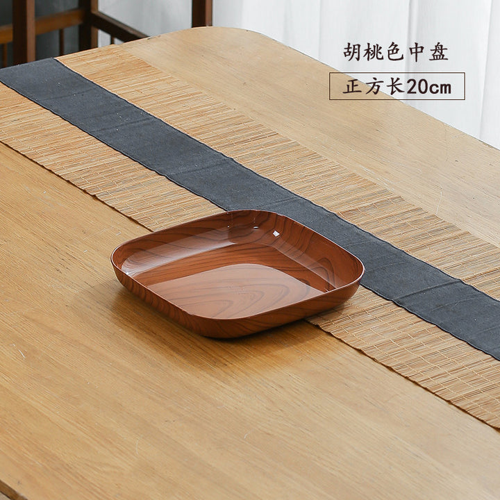 创意塑料木纹托盘套装家用吐骨碟水果盘零食盘下午茶托盘餐桌骨碟