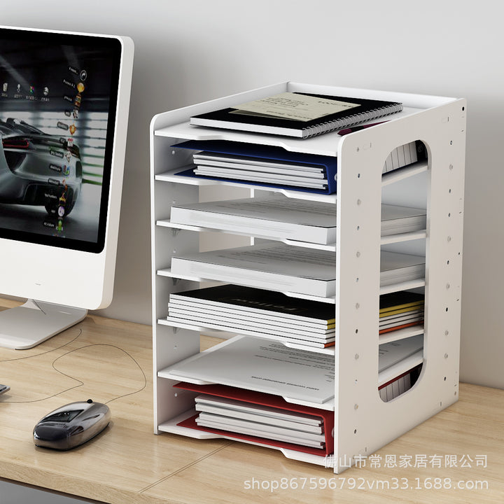 Multi-Layer File Organizer Rack – Desktop Document Sorter for Office Supplies