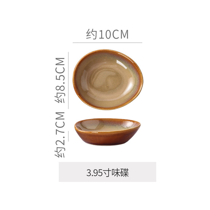 复古碗盘套装 异型大中小碗 日式窑变陶瓷餐具创意酒店牛排盘批发