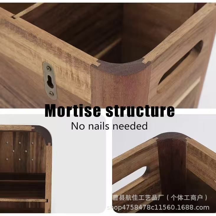 厨房相思木餐具收纳盒家用实木刀叉整理盒桌面木制烹饪工具存放盒