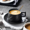 北欧风陶瓷咖啡杯带碟套装黑白色岩纹杯简约杯子下午茶高颜值水杯