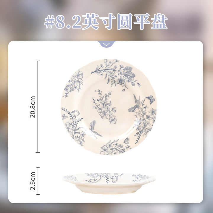 French Vintage Ceramic Bowl & Plate Set Home New Tableware Housewarming Gift Giving Premium Design Bowl &
