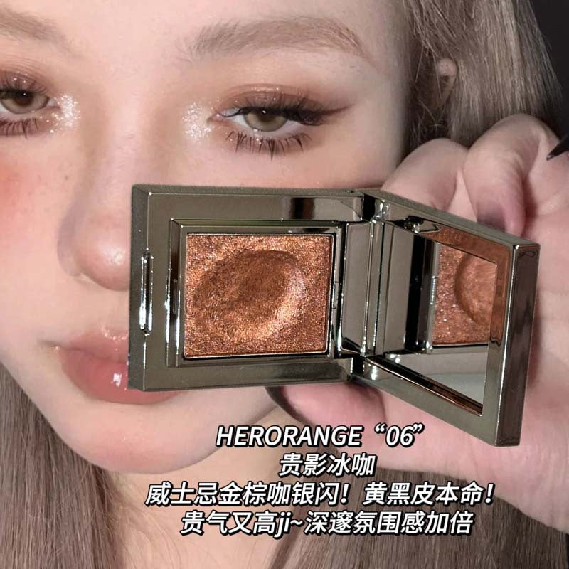 HERORANGE~轻奢贵影单颗眼影珠光爆闪变色龙碎钻提亮土豆泥眼影盘