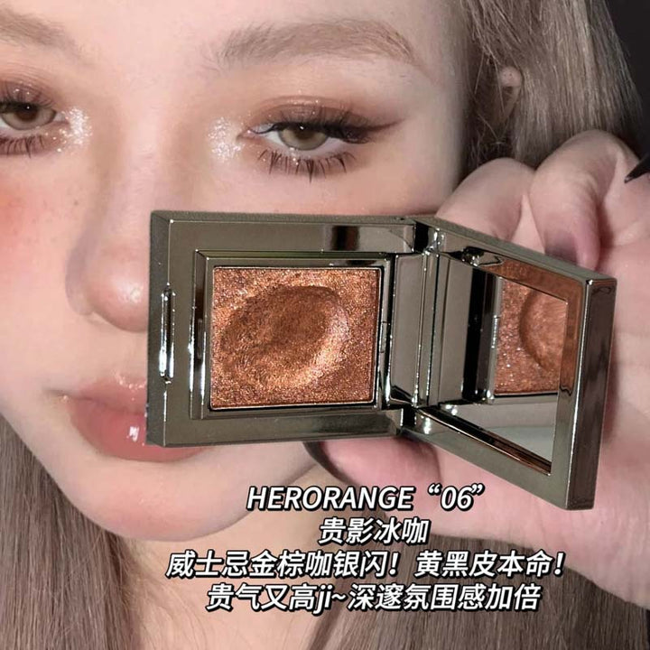 HERORANGE~轻奢贵影单颗眼影珠光爆闪变色龙碎钻提亮土豆泥眼影盘
