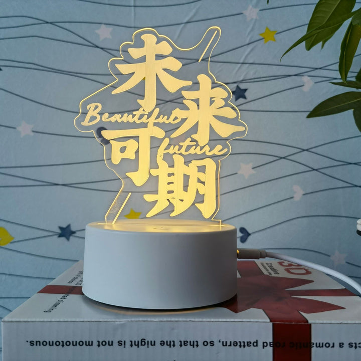 批发3D小夜灯 USB儿童卡通圣诞礼物小夜灯手写亚克力七彩遥控台灯