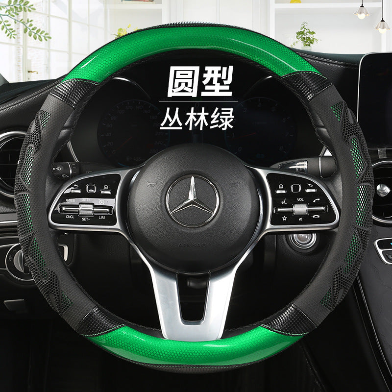 厂家制作汽车专用方向盘套橡胶碳纤维四季可用多色防脱把套