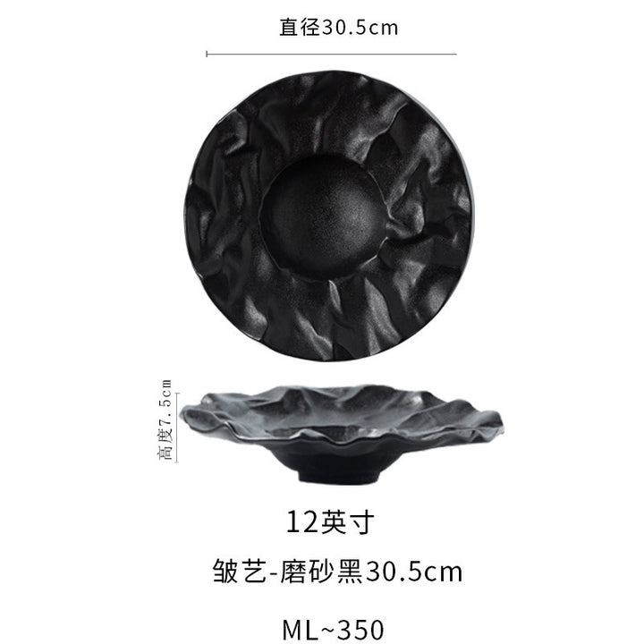 日式岩石收纳西餐盘子异型牛排盘商用轻奢沙拉餐厅酒店陶瓷托盘