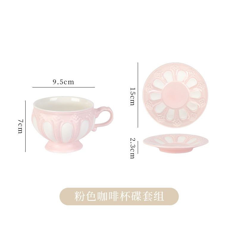 英式浮雕复古宫廷风咖啡杯简约 下午茶套装创意陶瓷水壶 欧式茶杯