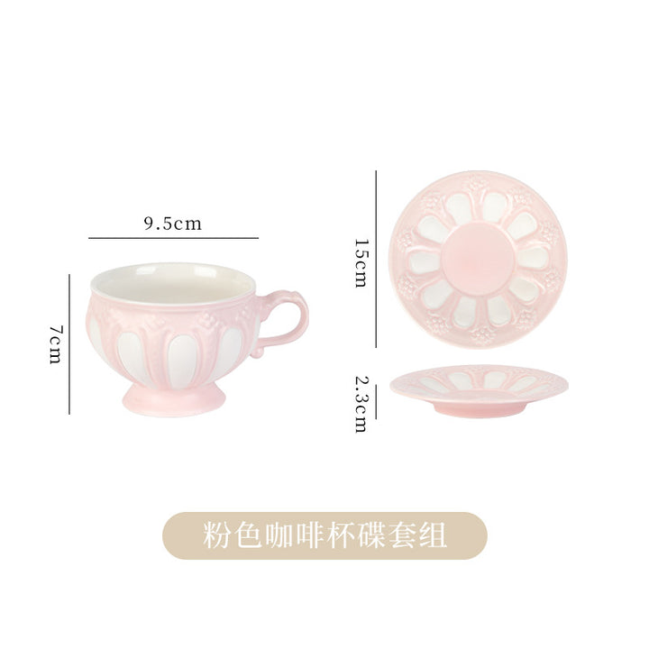 英式浮雕复古宫廷风咖啡杯简约 下午茶套装创意陶瓷水壶 欧式茶杯