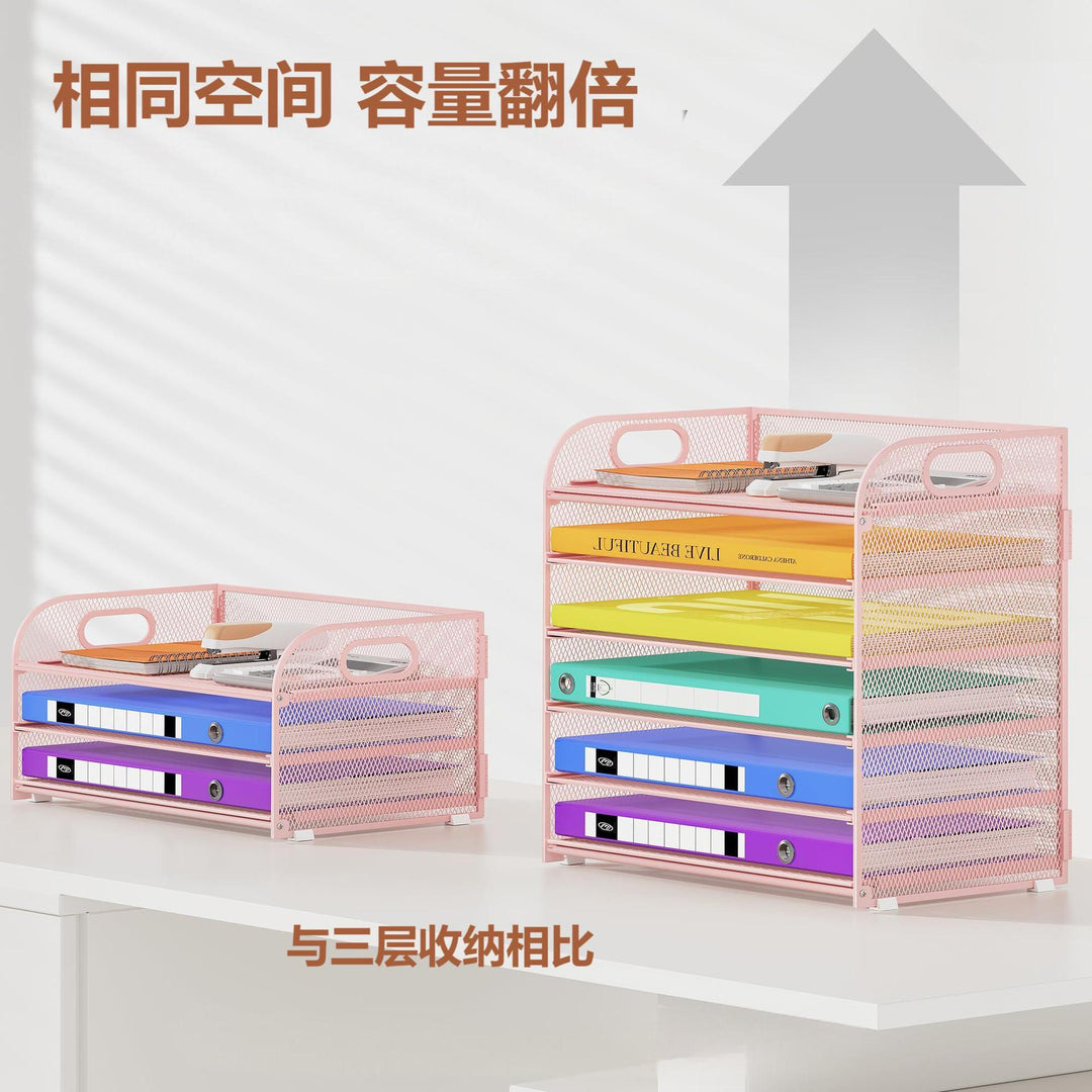 Multi-Tier Office File Rack – Large Capacity Desktop Document Organizer Shelf