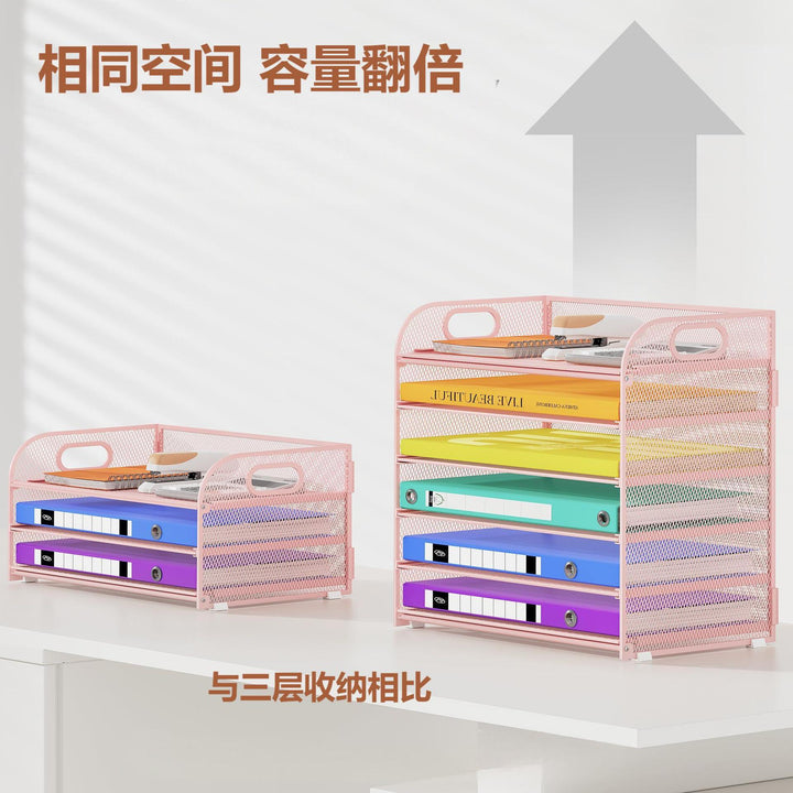 Multi-Tier Office File Rack – Large Capacity Desktop Document Organizer Shelf