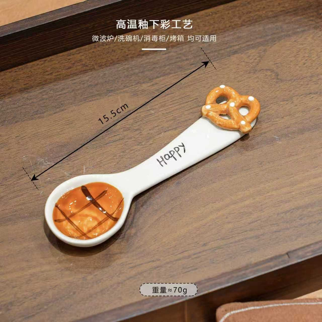 焦糖小狗餐具家用釉下彩陶瓷碗盘套装特别好看的盘子西餐盘分格盘