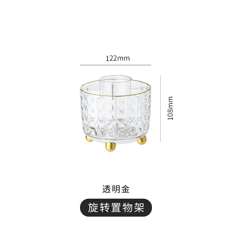 化妆品收纳盒高级感轻奢桌面化妆刷收纳可旋转梳妆台防尘收纳桶