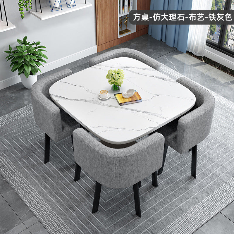 简约方形洽谈桌椅组合店铺商铺休息区洽谈桌会客休闲接待小圆桌