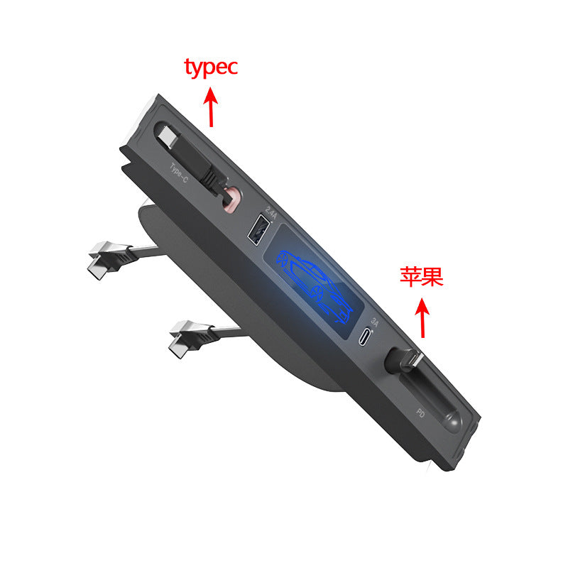 Tesla Model 3/Y Center Console USB Hub Dock - Retractable Cable Fast Charging Expansion Dock