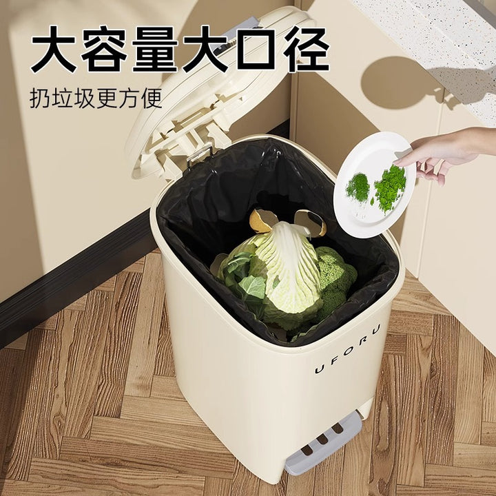 奶油风脚踏式垃圾桶家用大容量厨房客厅卫生间厕所带盖按压纸篓筒
