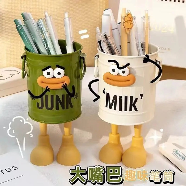 可爱笔筒搞怪大嘴表情笔筒学生桌面收纳盒女孩办公室儿童创意摆件