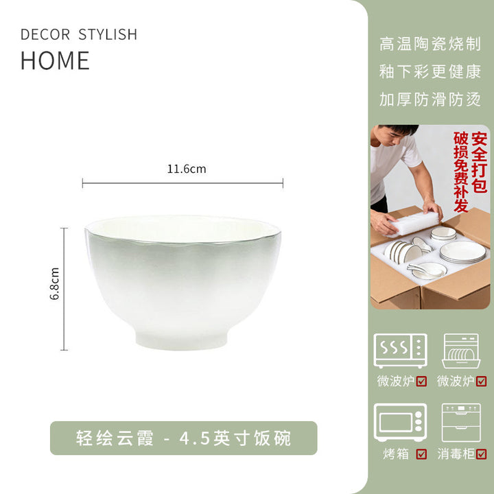 Underglaze Ceramic Home New Bowl Plate Set Tableware