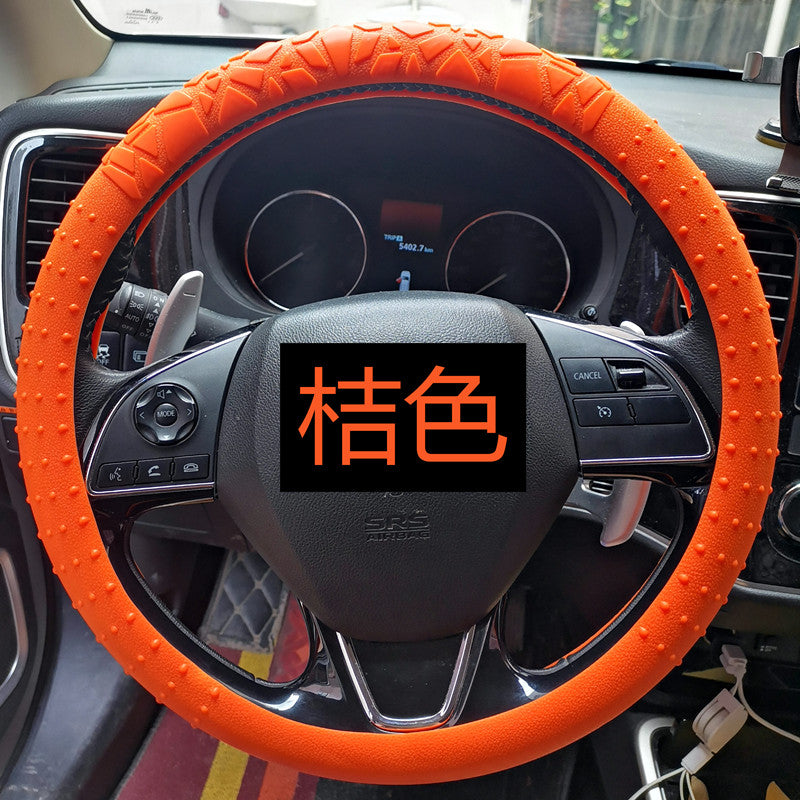 跨境几何纹防滑硅胶方向盘套汽车D圆形通用弹性颗粒防晒加厚把套