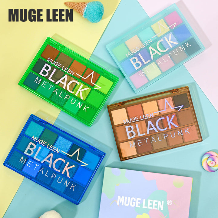 MUGE LEEN马卡龙色系眼影盘闪粉珠光哑光炫彩色系欧美跨境眼影盘