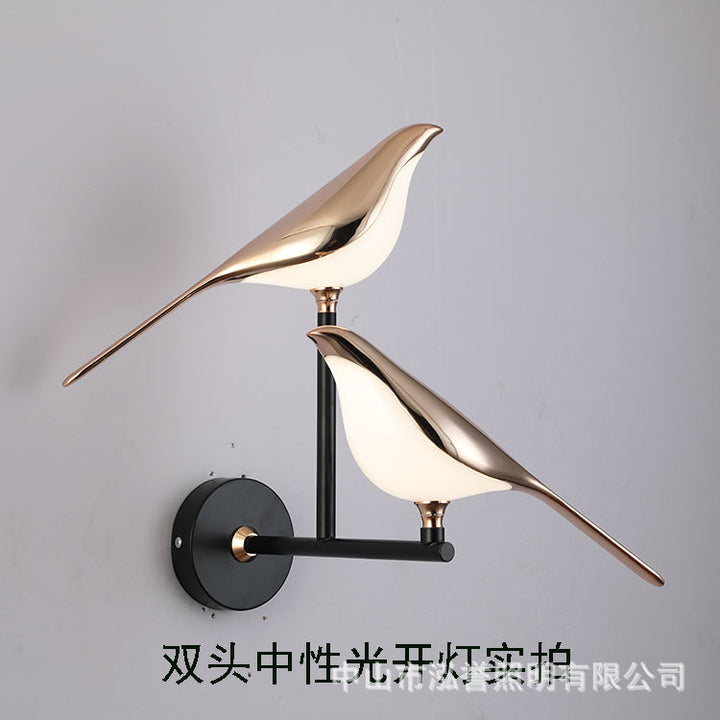 跨境款吉祥鸟树脂壁灯北欧简约创意床头小夜灯动物装摆饰小鸟台灯