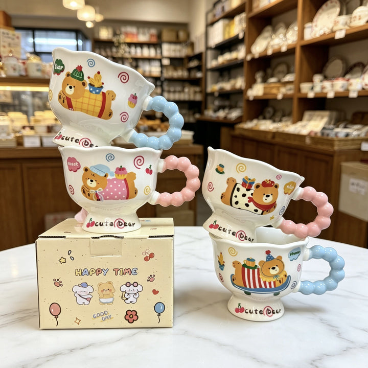 动物苹果高颜值吸管杯马克杯陶瓷杯子水杯盖勺可爱礼盒生日创意物