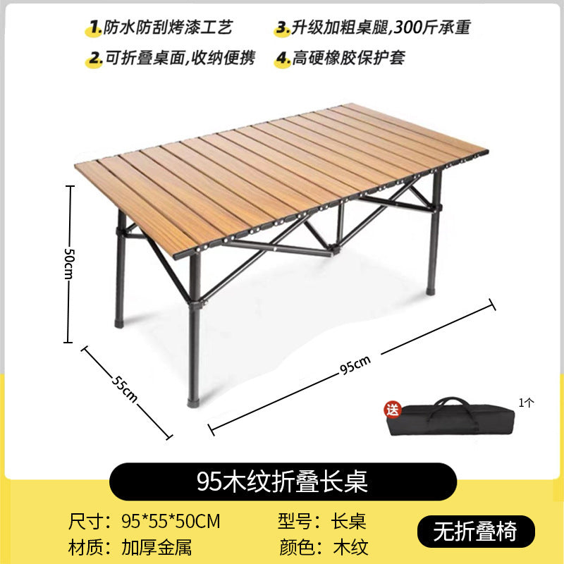 Outdoor Camping Folding Table & Chair Set – Portable Picnic Egg Roll Table Complete Kit