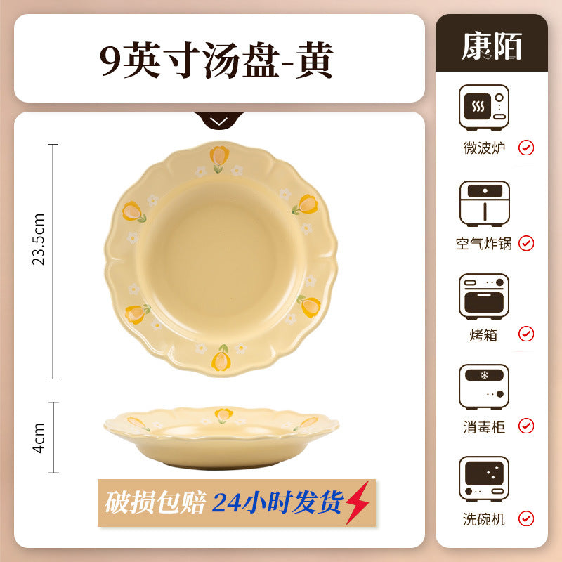 KANGMO Influencer Premium Creative Bowl Ceramic Bowl Home Souvenir Gift Small Flower Cream Style Ceramic Bowl Plate Wholesale