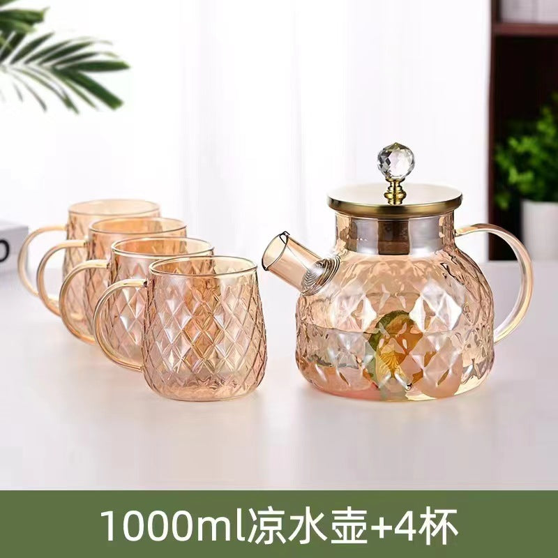 冷水壶茶具耐高温茶壶玻璃杯子套装家用客厅大容量花茶水果茶批发
