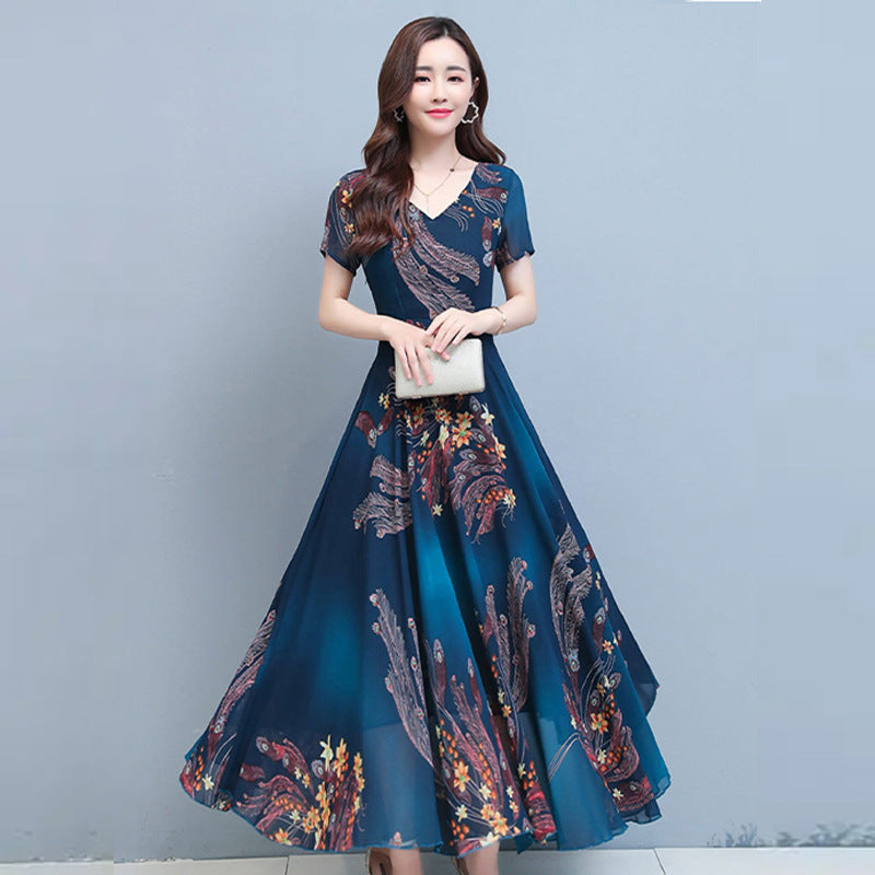 Korean Style Elegant Age-Reducing Mid-Length Dress – 2026 Summer Versatile Short Sleeve Women's Dress