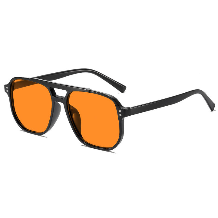 Vintage Double-Beam Sunglasses – Trendy Large Frame Ocean Lens Shades