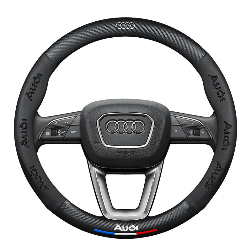 奥迪新老款a6l/a4l/a8l/q3/q5/q7专用全皮四季方向盘套汽车把套
