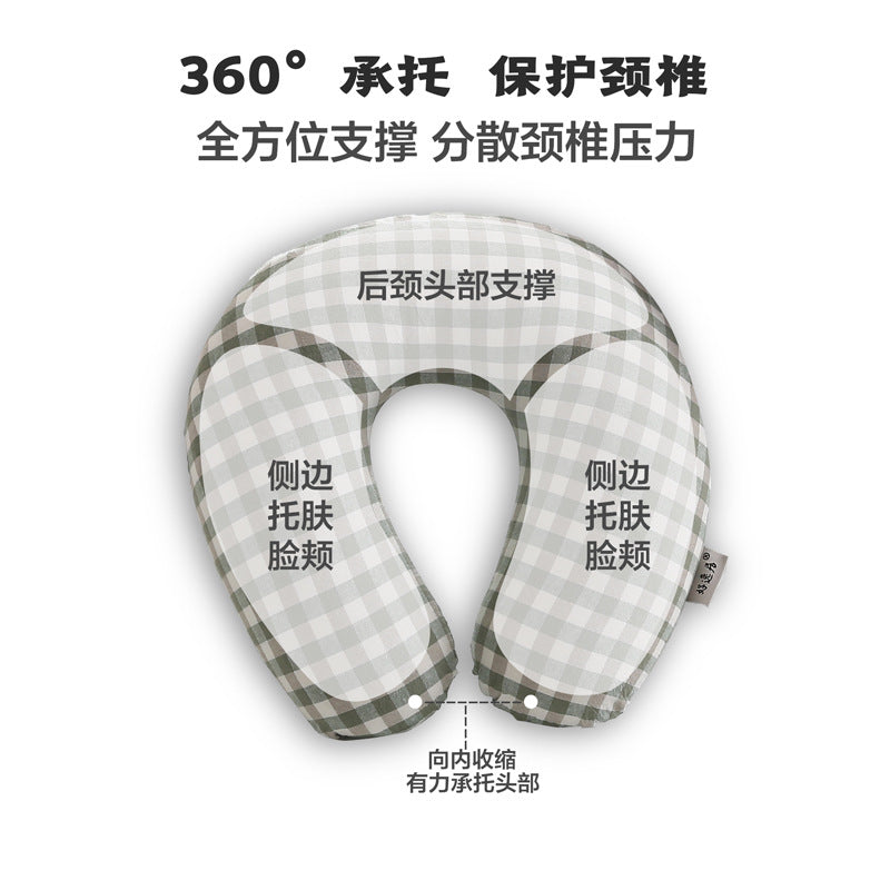 批发荞麦壳u型枕U型枕荞麦壳枕出差办公旅行便携枕坐车护颈枕