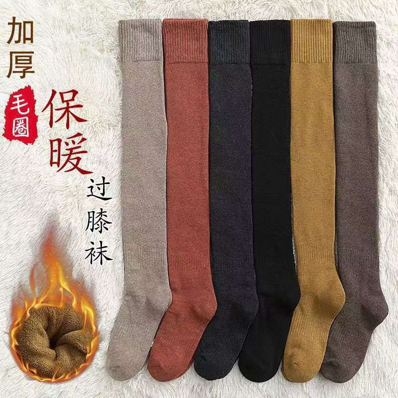 袜子冬季过膝长筒袜秋冬美腿加厚保暖秋冬季毛圈大腿高筒长袜